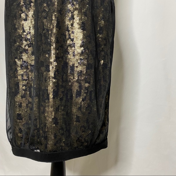 Tadashi Shoji Black Gold Sequin Mesh Dress - Picture 4 of 9